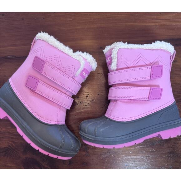 Cat & Jack girls waterproof winter Pink Gray Snow Boots. size, 10 - Picture 1 of 11